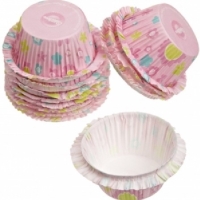 Košíčky na cupcakes růžové s kytičkami 12 ks