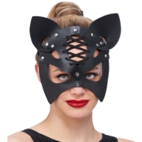 Kožená sexy maska Kočka černá