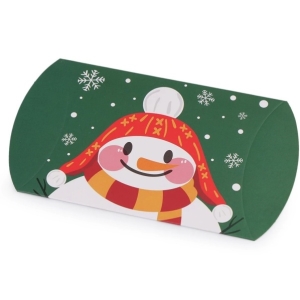 Krabička dárková vánoční zelená Sněhulák