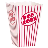 Krabiky na popcorn erven prouky 15 x 11 x 11 cm 10 ks