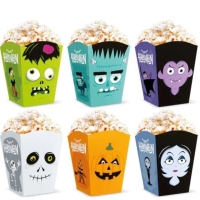 Krabičky na popcorn Halloween Monsters 10 x 7,5 cm 6 ks