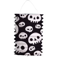 Lampión černý s lebkami 16x22 cm