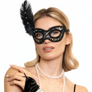 Maska karnevalov ern leopard s pem