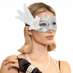 Maska karnevalov stbrn s pem