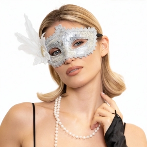 Maska karnevalov stbrn s pem