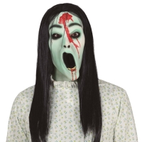 Maska latexová Zombie žena s vlasy