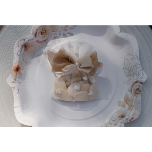 Organzov pytlky s blmi srdky 4 ks