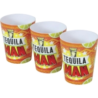 Panáky plastové Tequila Man žluté 3 ks