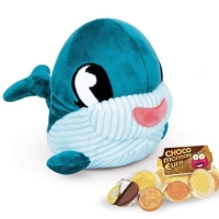 Plyšová velryba s čokoládovými mincemi 19,5 cm