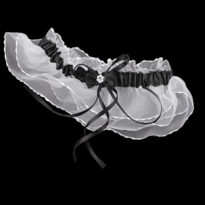 Podvazek svatební bílá/černá