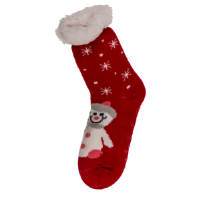 Ponožky dámské s beránkem Christmas červené se sněhuláky jedna velikost