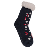 Ponožky dámské s beránkem Christmas tmavě modré s lízátky jedna velikost