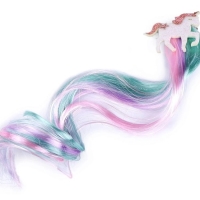 Pramen vlasů se sponou Jednorožec tyrkysovo-růžová