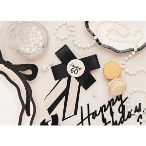 Rozeta k 60. narozeninám, krémovo-černá, 11x17 cm