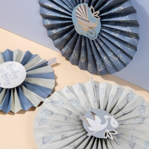 Rozety zvsn dekorace kvetouc baby boy 3 ks