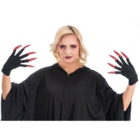 Rukavice černé s červenými nehty