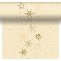 ŠERPA papírová v roli Dunicel světle žlutá se zlatými hvězdami vel. 51 x 420 x 51, 1ks, perforace každých 40 cm