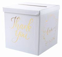 SVATEBNÍ BOX na přání bílý se zlatem Just Married 21x21x21cm
