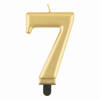 SVÍČKA číslice 7 metalická zlatá 8cm