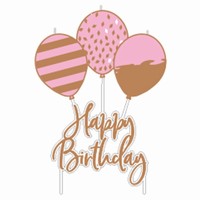 SVÍČKA narozeninová Happy Birthday Balónky Rose Gold 6,2x11,3cm