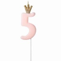 SVÍČKA narozeninová číslo 5, světle růžová, 9,5 cm