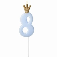 SVÍČKA narozeninová číslo 8, světle modrá, 9,5 cm