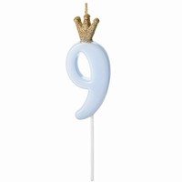SVÍČKA narozeninová číslo 9, světle modrá, 9,5 cm