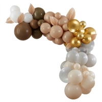 Sada balónků na balónkový oblouk Hnědá/zlatá 75 ks