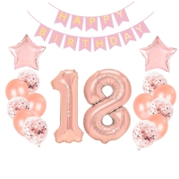Sada bal�nk� s girlandou - "HB" Rose gold 16 ks