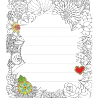 Samolepící papírky Omalovánkové květy 7 x 8 cm