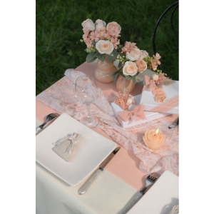 Šerpa stolová s větvičkami broskvová 36cm