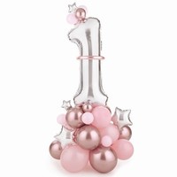 Set balónků 1. narozeniny v růžové barvě