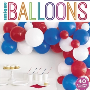 Set balónků na balónkovou girlandu červená/bílá/modrá 40 ks