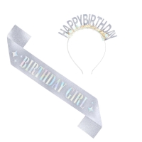 Set �erpa s �elenkou Happy Birhtday st��brn�