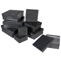 Set dárkových boxů tmavě šedá s puntíky 22,5 x 22,5 x 8 cm 8 ks