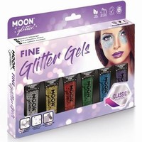 Set gelů s glitry na obličej Moon Classic mix barev 6ks