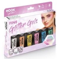 Set glitrových gelů na obličej Iridescent mix barev 6 ks