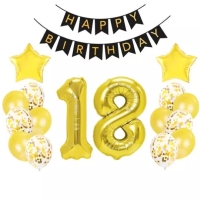 Set narozeninový 18. narozeniny černo-zlatý