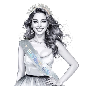 Set čerpa s čelenkou Happy Birhtday stříbrná