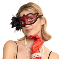 Škraboška karnevalová černo-červená