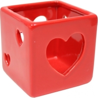 Svícen keramický Srdce červené 6,5 x 6,5cm 1ks