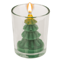 Svícen se svíčkou Vánoční stromeček zelený 6 x 7 cm