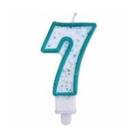 Svka slo 7 modr obrys s glitry 8 cm