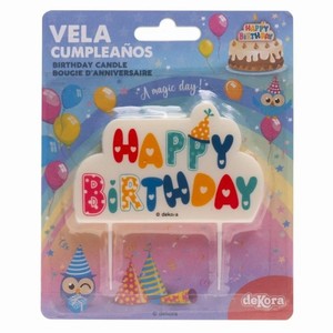 Svíčka dortová Happy Birthday 10 x 6,5 cm