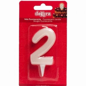 Svíčka dortová číslo 2 fluorescentní 6 cm