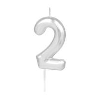 Sv��ka dortov� leskl� "2" st��brn� 6 cm