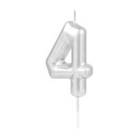 Sv��ka dortov� leskl� "4" st��brn� 6 cm