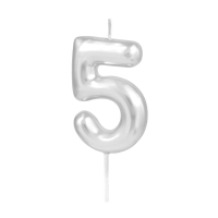 Sv��ka dortov� leskl� "5" st��brn� 6 cm