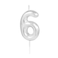 Sv��ka dortov� leskl� "6" st��brn� 6 cm