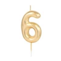 Sv��ka dortov� leskl� "6" zlat� 6 cm